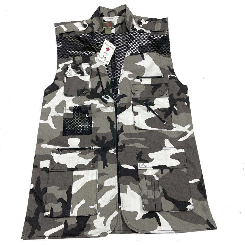 Parkland's Camouflage Canvas Hunting Fishing Utility Photo VEST Camo Men's 2XL